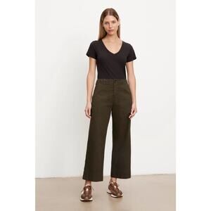 Velvet by Graham & Spencer Mya Cotton Canvas Utility Pant in Green size 8